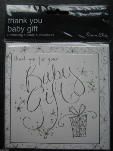 Pack of 6 New Baby Boy Birth Announcement Cards, Thank you For the Baby Gift Cards