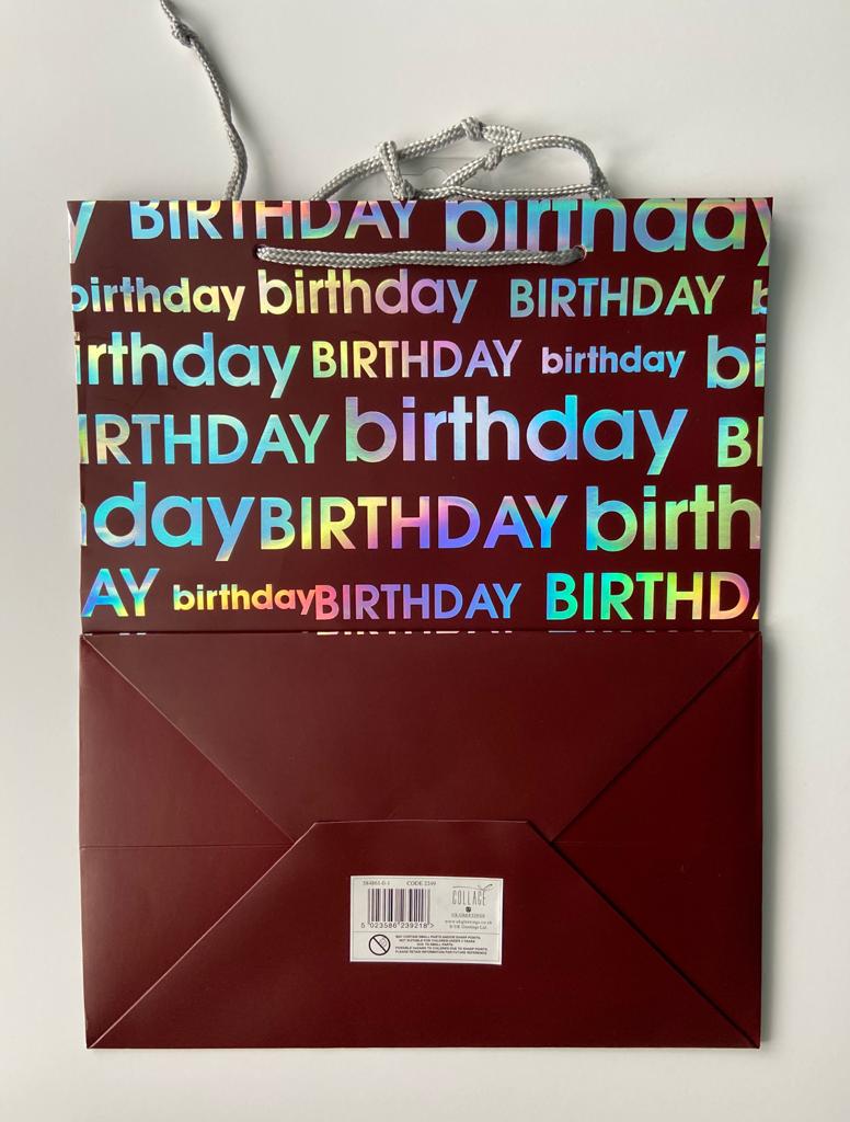Large Gift Bag Happy Birthday Bright Colourful Lettering Design Midnight