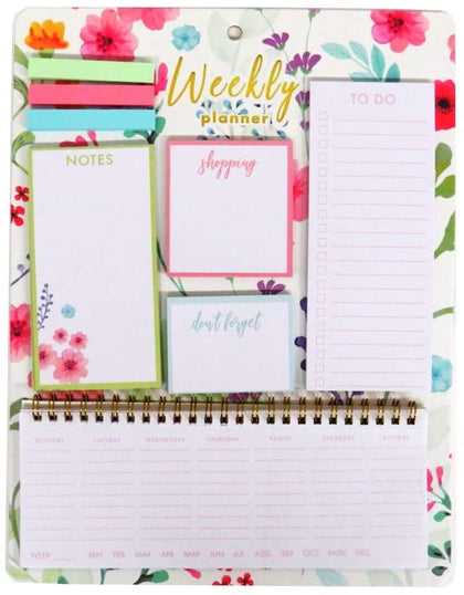 Pastel Floral Design Weekly Planner With Sticky Notes