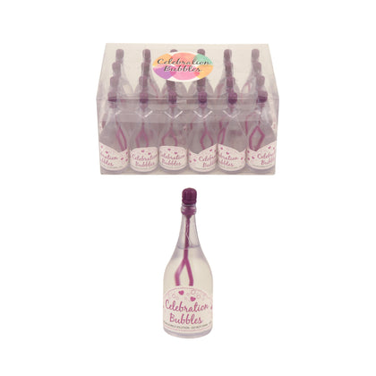 Pack of 24 Clear Bottle Bubbles with Purple Wand