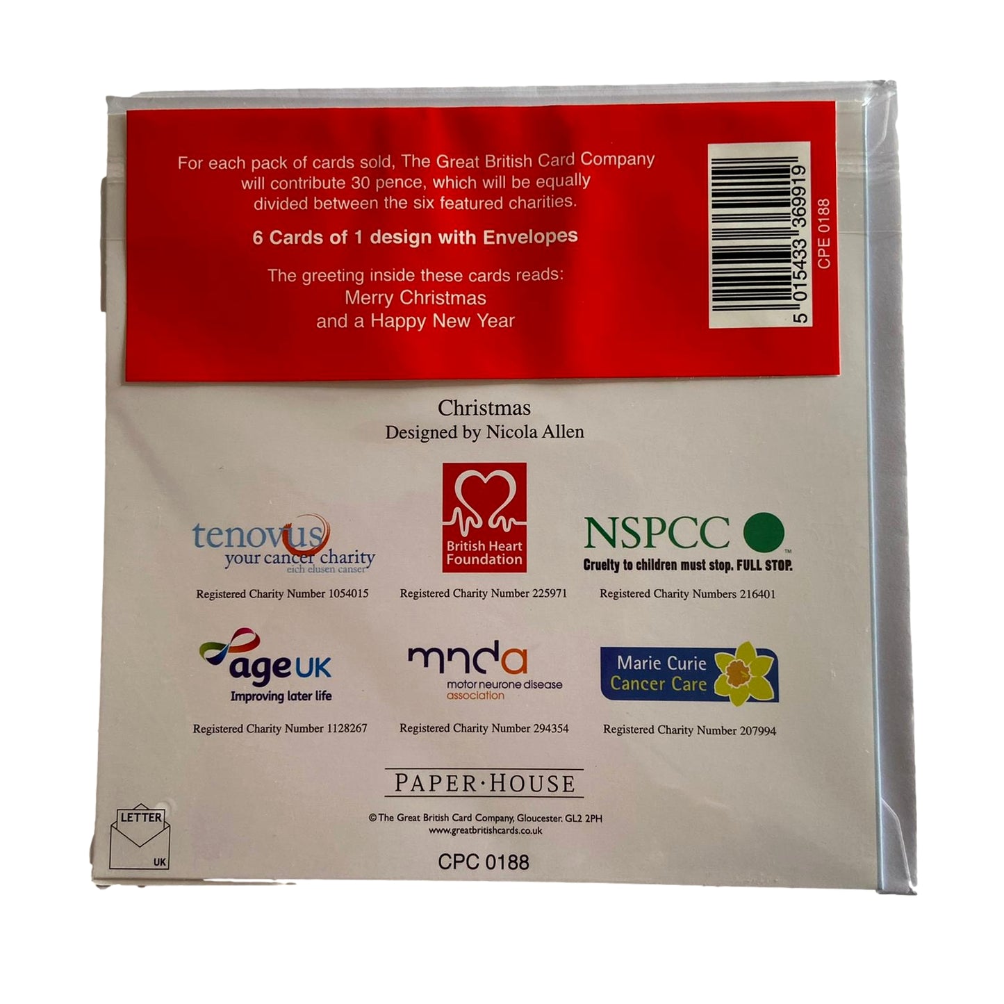 Charity Christmas Cards Pack Of 6 Xmas Tree Design