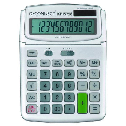 Q-Connect Large Table Top 12 Digit Grey Calculator