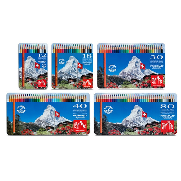 Caran d'Ache 18 Prismalo Aquarelle Colouring Pencils in Metal Tin