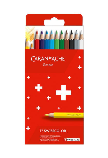 Box of 12 Swisscolor Permanent Colours Pencils in Cardboard Box