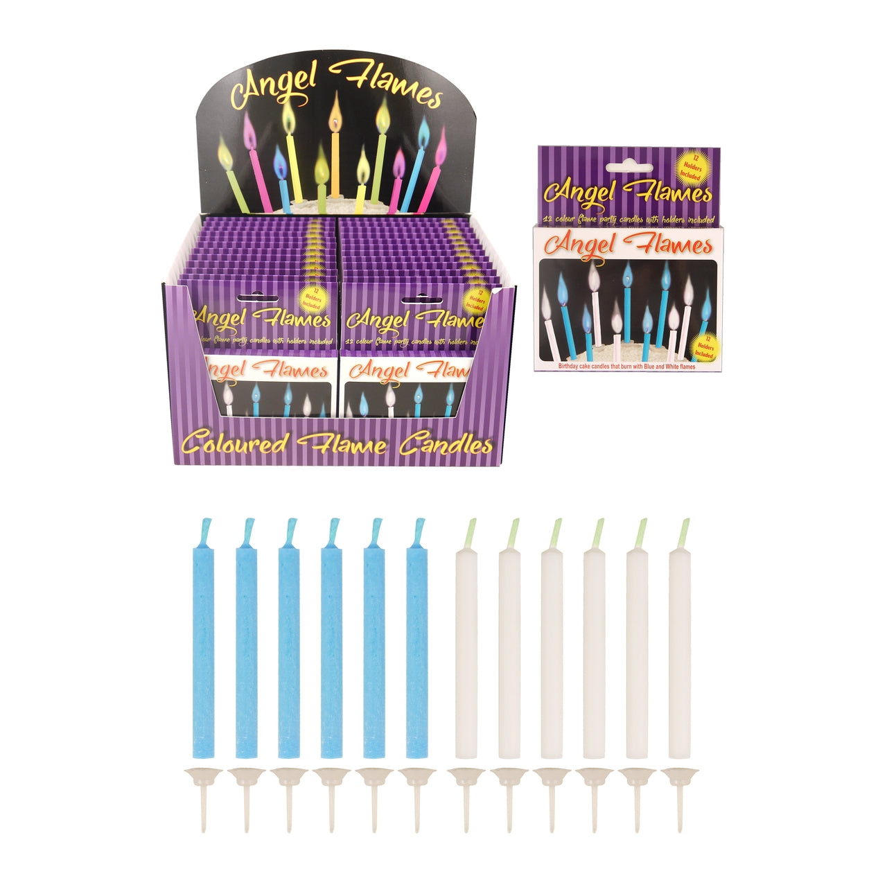 Pack of 12 Blue and White Colour Angel Flames