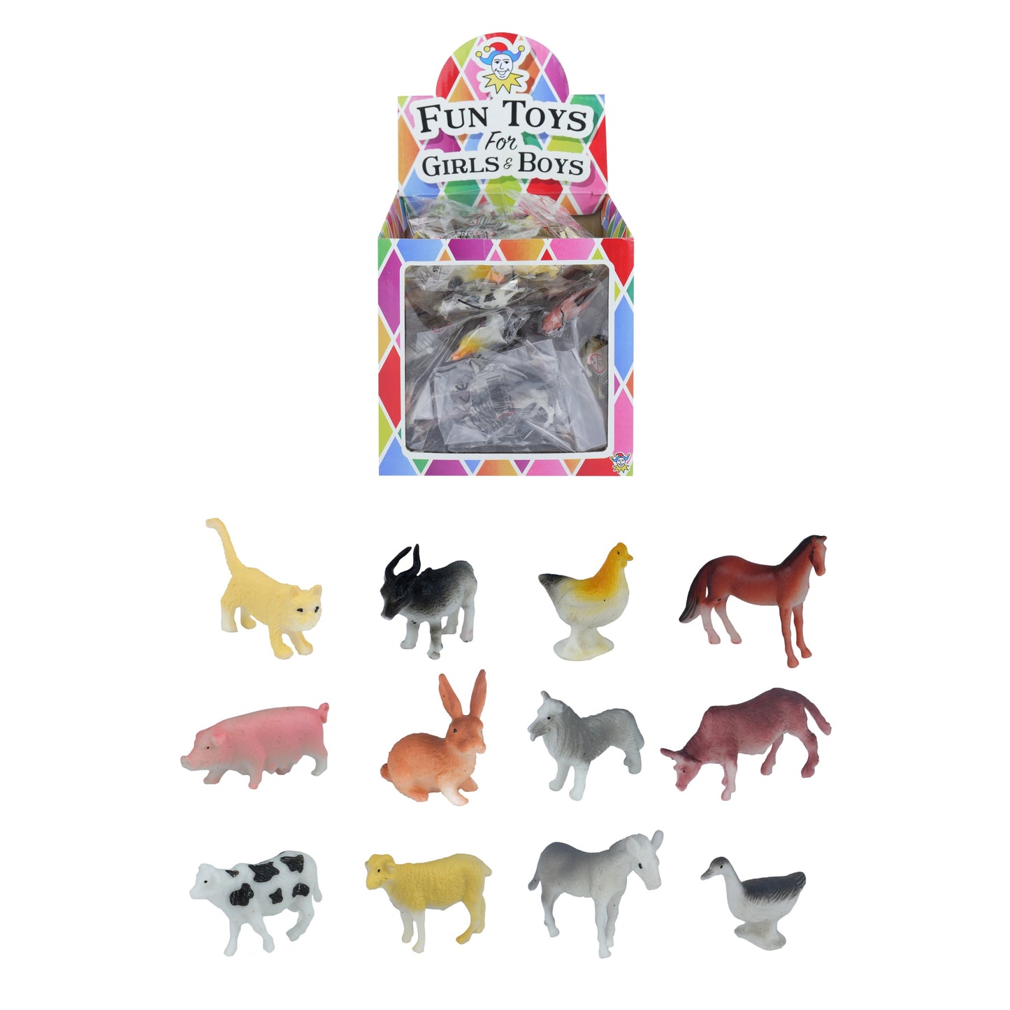 Pack of 84 Farm Animal 4 - 5 cm 12 Assorted