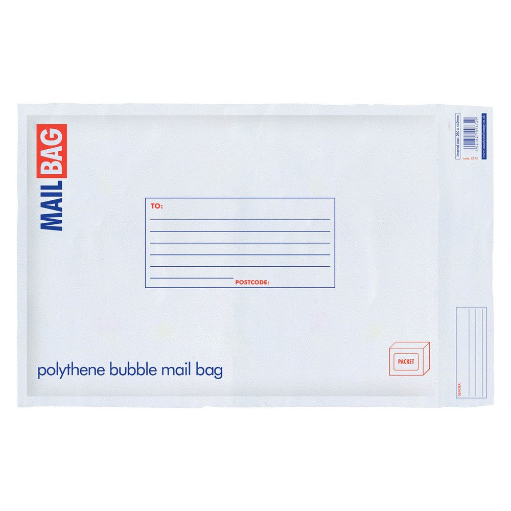 Pack of 10 Large Polythene Bubble Mail Bags 290 x 440mm