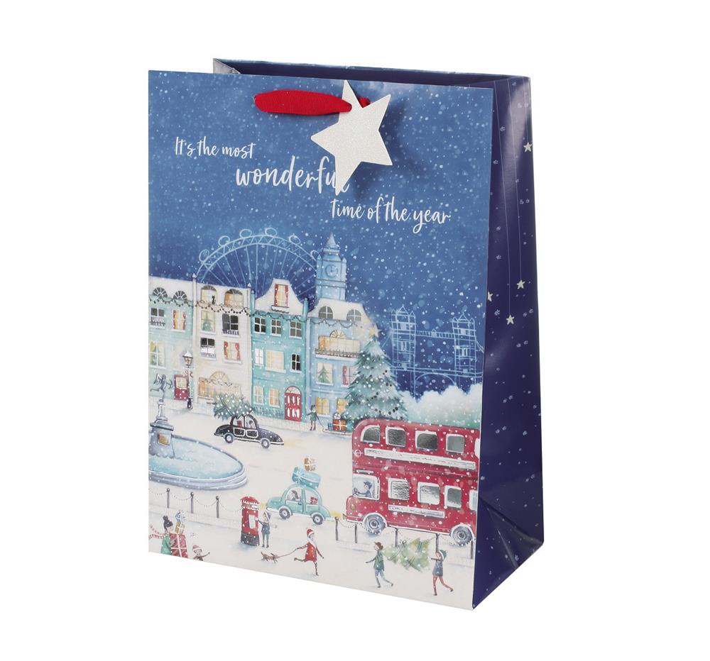 Winter Village Design Large Christmas Gift Bag– Choice Wholesale