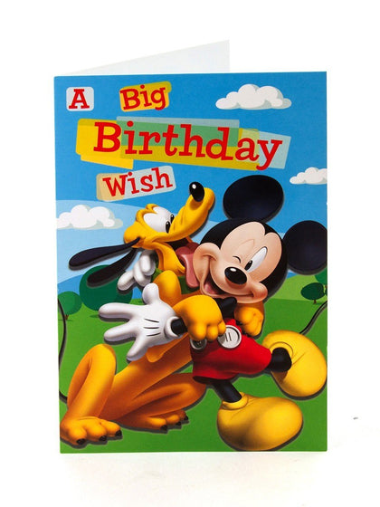Mickey mouse Pluto a big birthday wish birthday Greeting Card