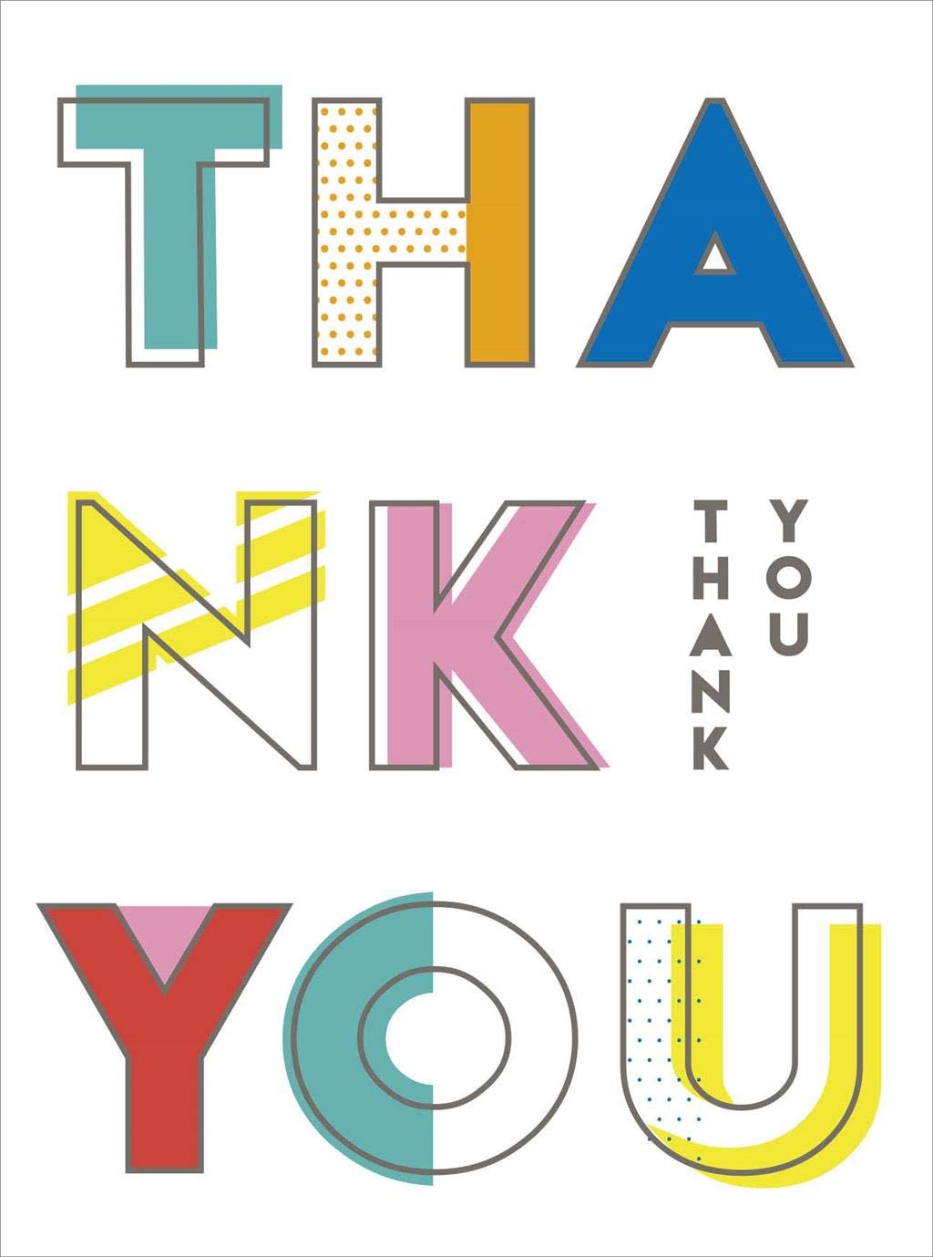 Pack of 10 Mutli Coloured Thank You Cards with Silver Foil Finish
