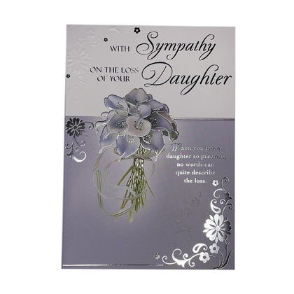 With Sympathy On Loss of Your Daughter Silver Foiled Card