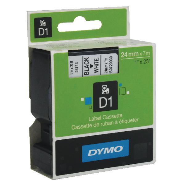 Dymo 53713 D1 Labelmaker Tape 24mm x 7m Black on White S0720930