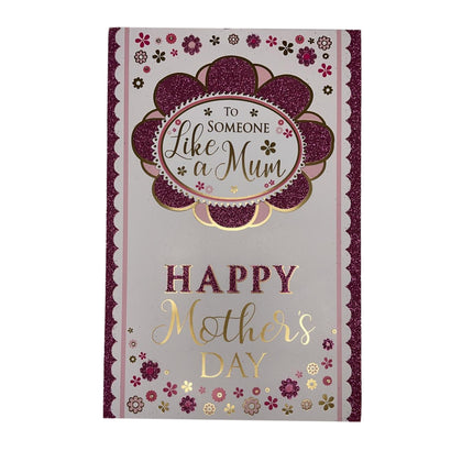 To Someone Like A Mum Glitter Flower Design Mother's Day Card