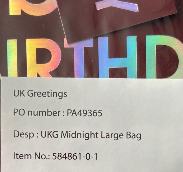 Large Gift Bag Happy Birthday Bright Colourful Lettering Design Midnight