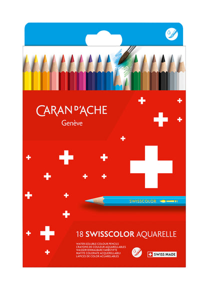 Box of 18 Swisscolor Water Soluable Colours Pencils in Cardboard Box