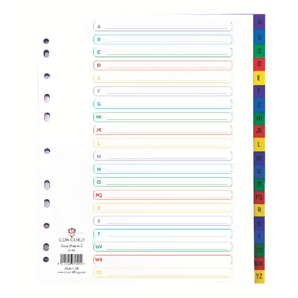 Concord Index A-Z A4 Extra Wide Polypropylene Multicoloured 67099