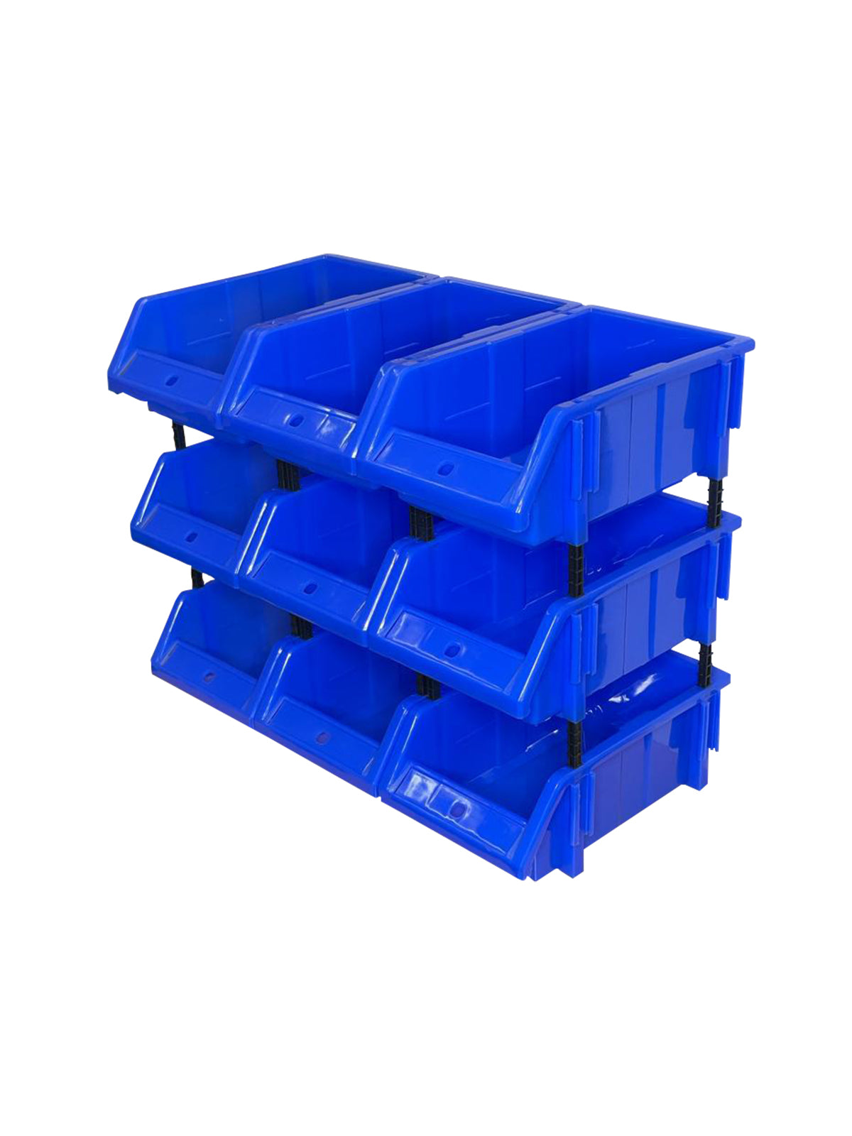 Set of 30 Stackable Blue Storage Pick Bin with Riser Stands 325x210x130mm