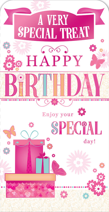 For a Very Special Treat Open Birthday Luxury Gift Money Wallet Card