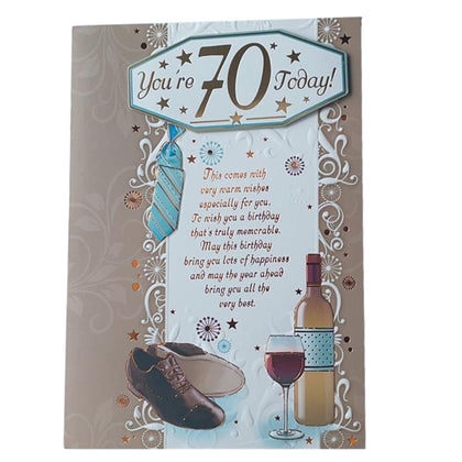 You're 70 Today Open Male Soft Whispers Birthday Card