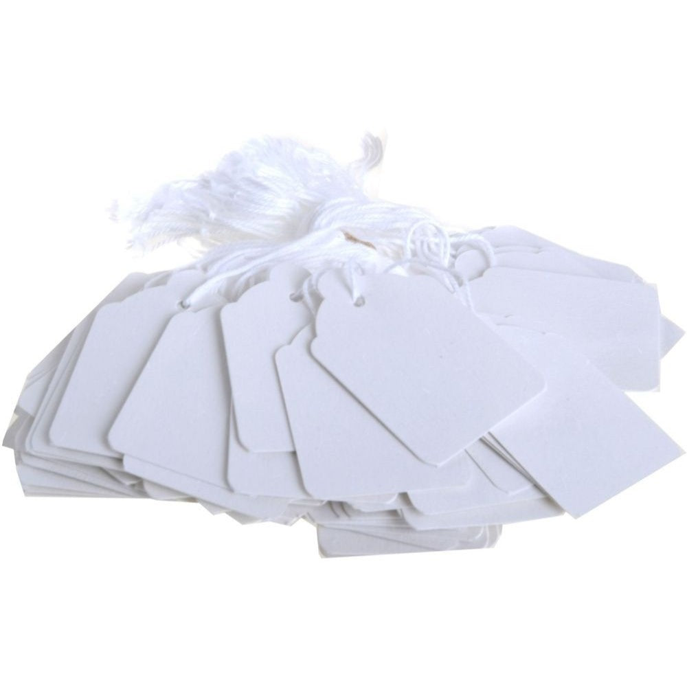 Box of 1000 16x24mm White Strung Ticket Tag Labels