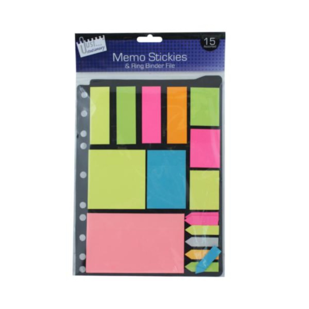 Folder Pack of Neon Memo Stickers and Ringbinder File