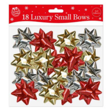 Pack of 18 luxury small bows traditional colour