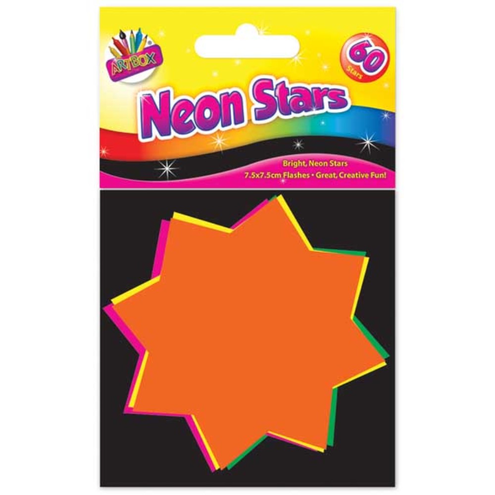 60 Fluorescent Stars 7.5 x 7.5cm