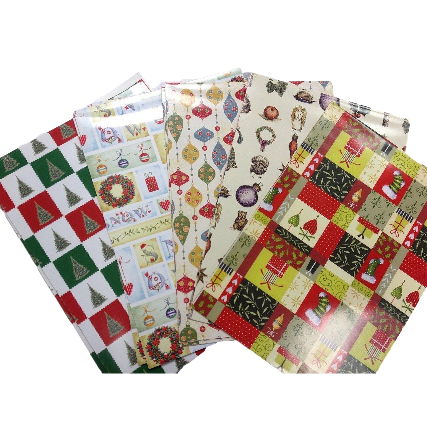10 Sheet of Mix Designer' Quality Soft touch Foiled Christmas Giftwrap and Tags