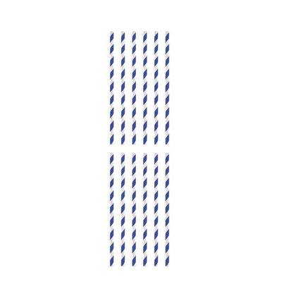 Pack of 12 Blue And White Striped Paper Straws