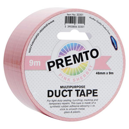 48mm x 9m Multipurpose Pastel Pink Sherbet Duct Tape by Premto