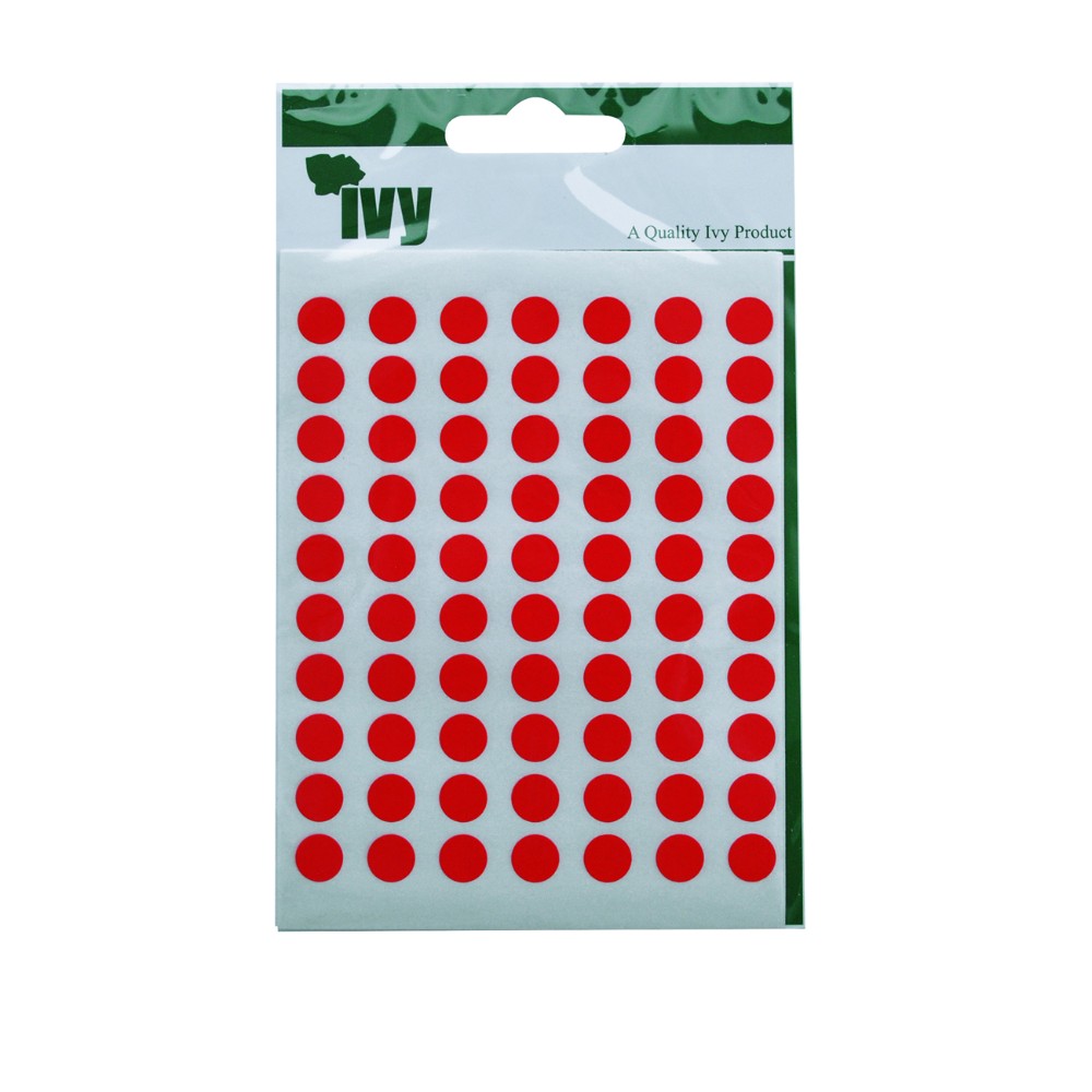Pack of 490 8mm Red Round Sticky Dots