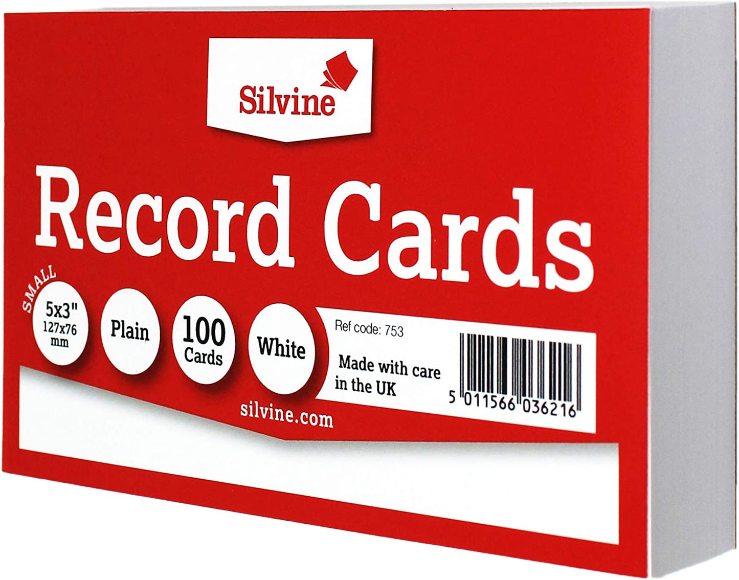 Pack of 100 Plain White Record Cards 5x3" (127 x 76mm)