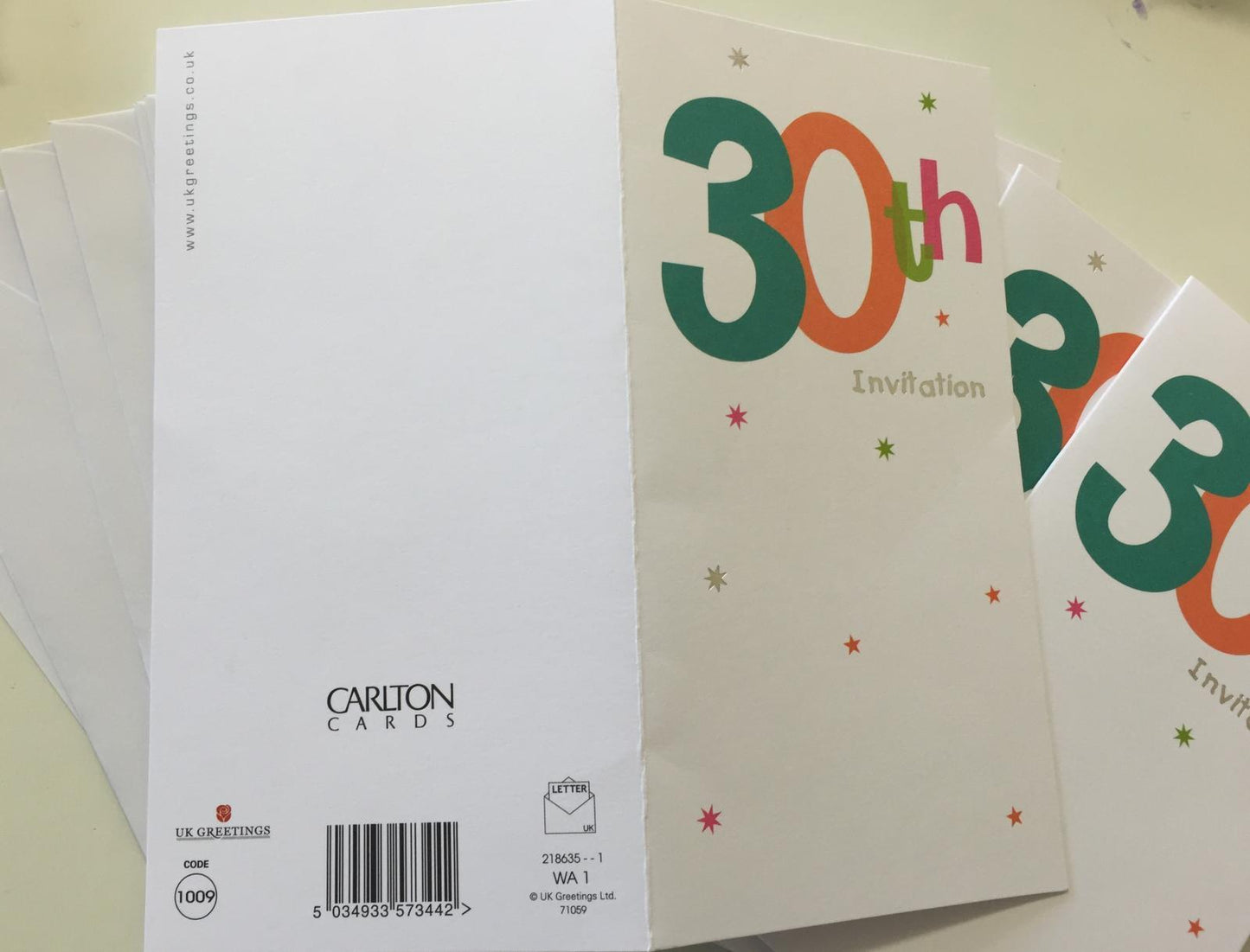 30th Birthday Party Invitations - Pack of 8 White