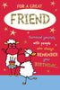 For A Great Friend Cute Sheep Design Birthday Witty Words Card