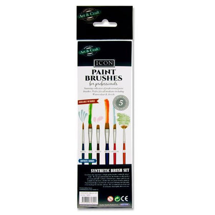 Pack of 5 Synthetic Paintbrush Set by Icon Art