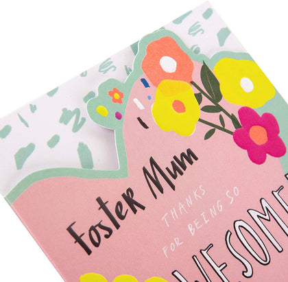 Mother's Day Card for Foster Mum Embossed Text Design