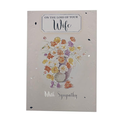 On The Loss of Your Wife Flower Pots Design Sympathy Card