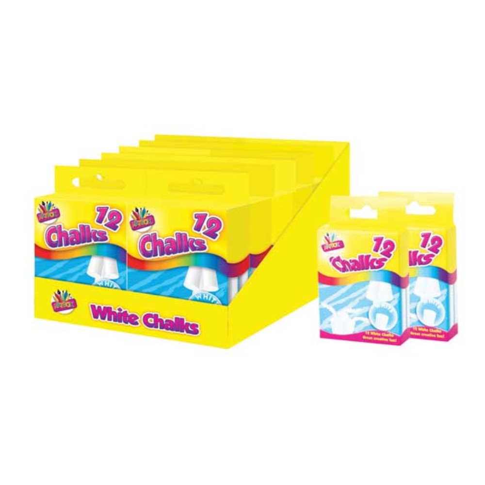 Pack of 12 White Chalks In Hanging Box