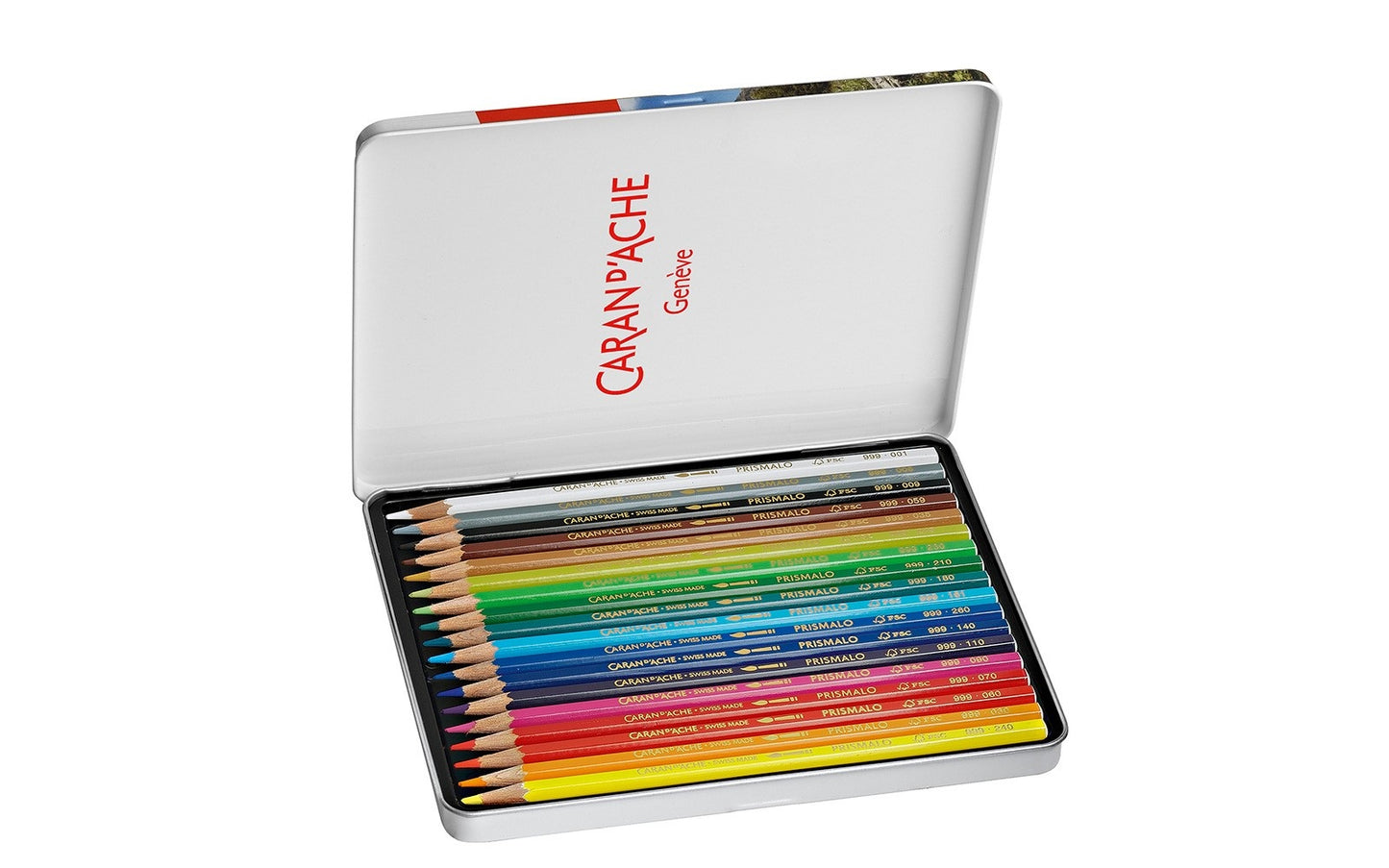 Caran d'Ache 18 Prismalo Aquarelle Colouring Pencils in Metal Tin