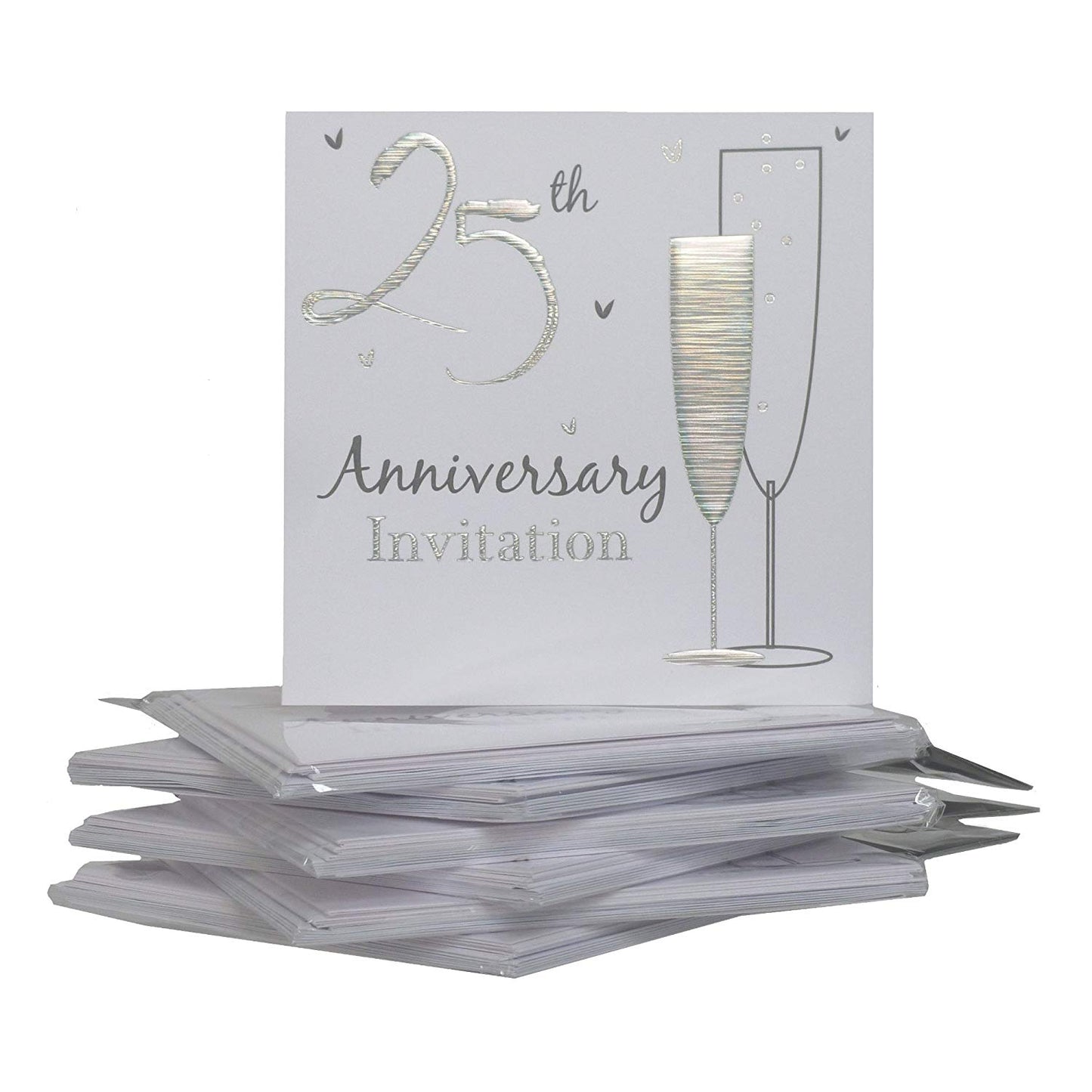 25th Silver Wedding Anniversary Party Invitations {Holographic} 36 Cards with Envelopes