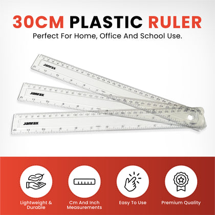 Shatter Resistant 30cm Plastic Ruler by Janrax