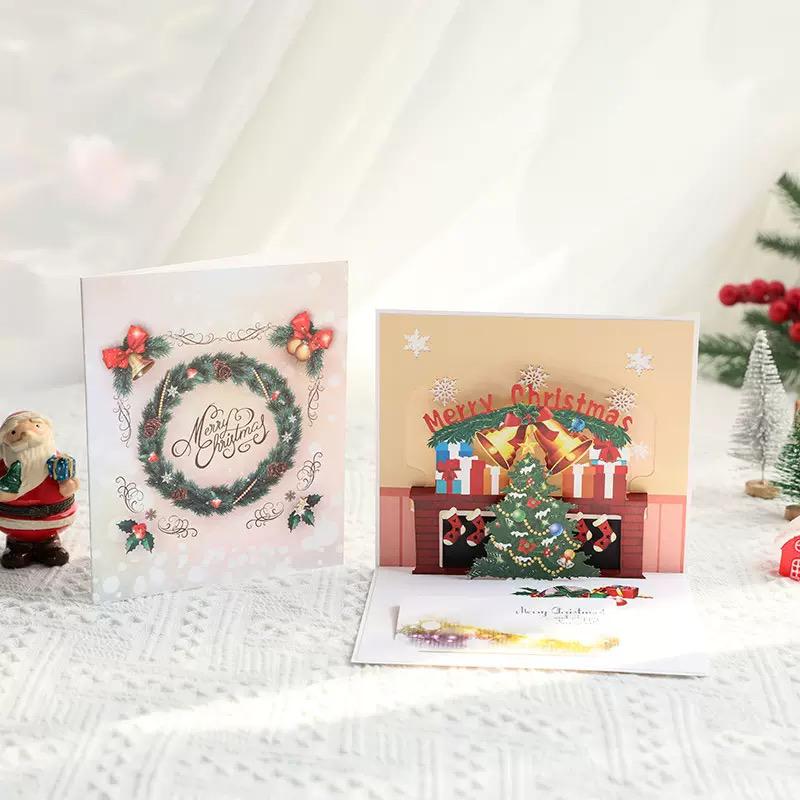Golden Bells & Fireplace Holiday 3D Pop Up Christmas Card