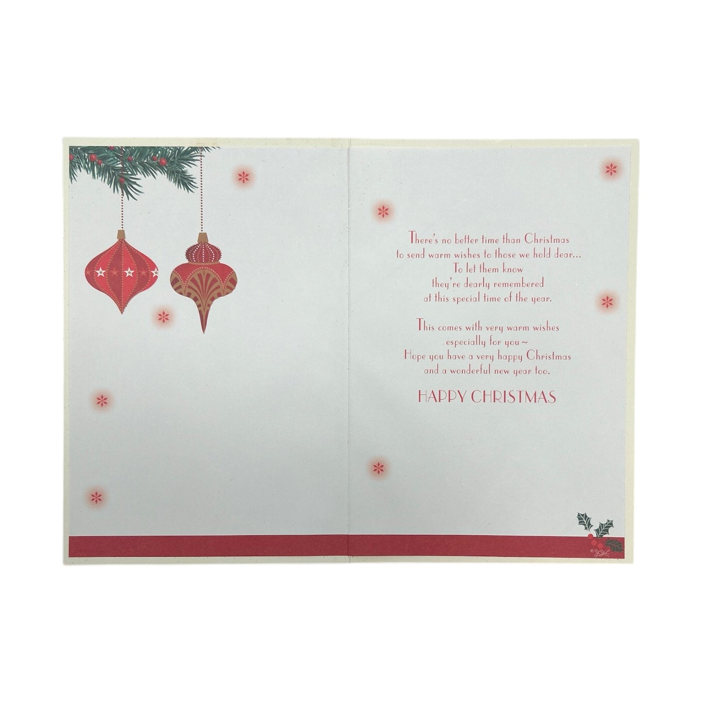 For Granddaughter & Family Red & Gold Ornament Christmas Card