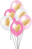 Pack of 6 Gold Heart 12" Assorted Latex Balloons