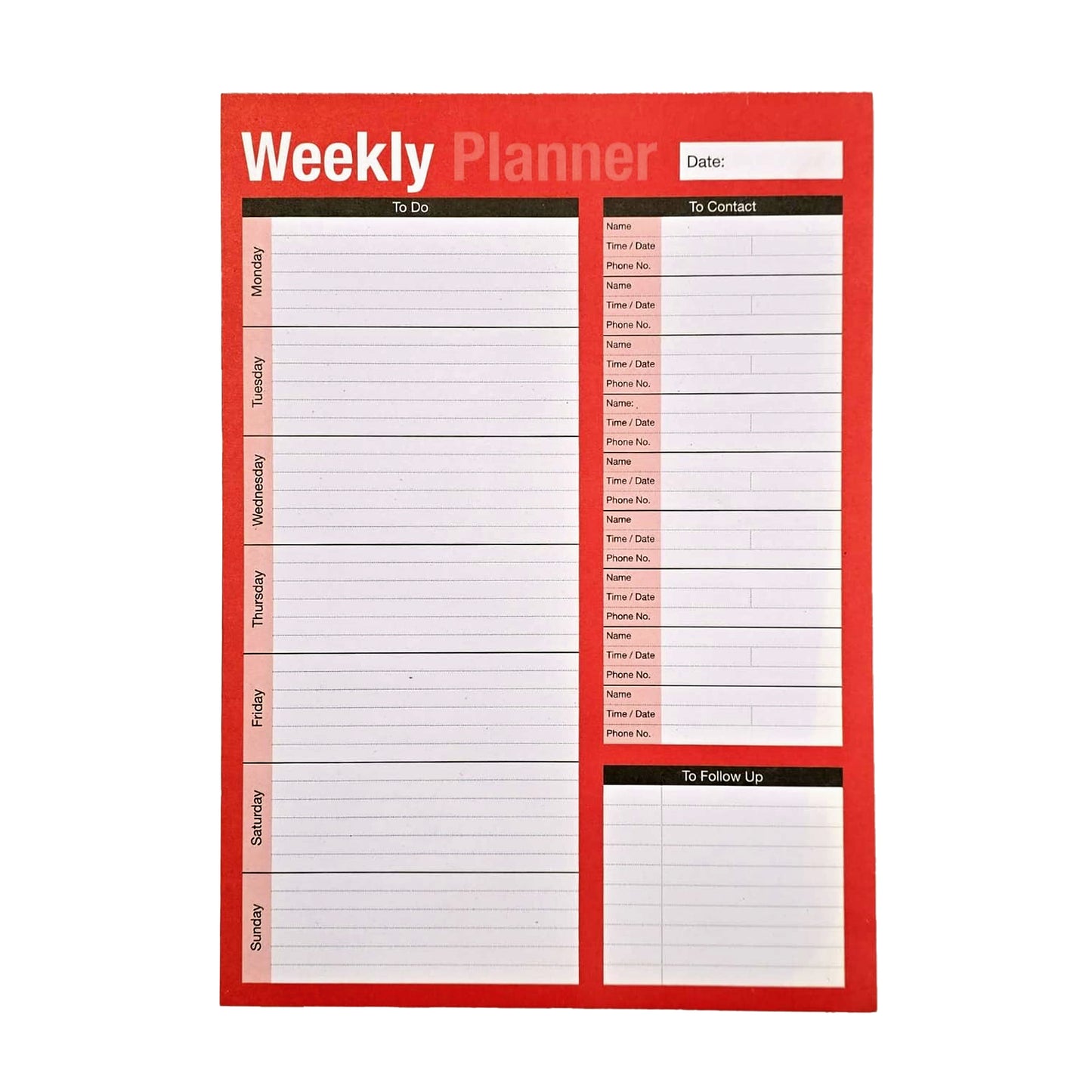 A4 Undated Week to View Desk Planner – 52 Tear‑Off Sheets Weekly To‑Do & Contact Pad