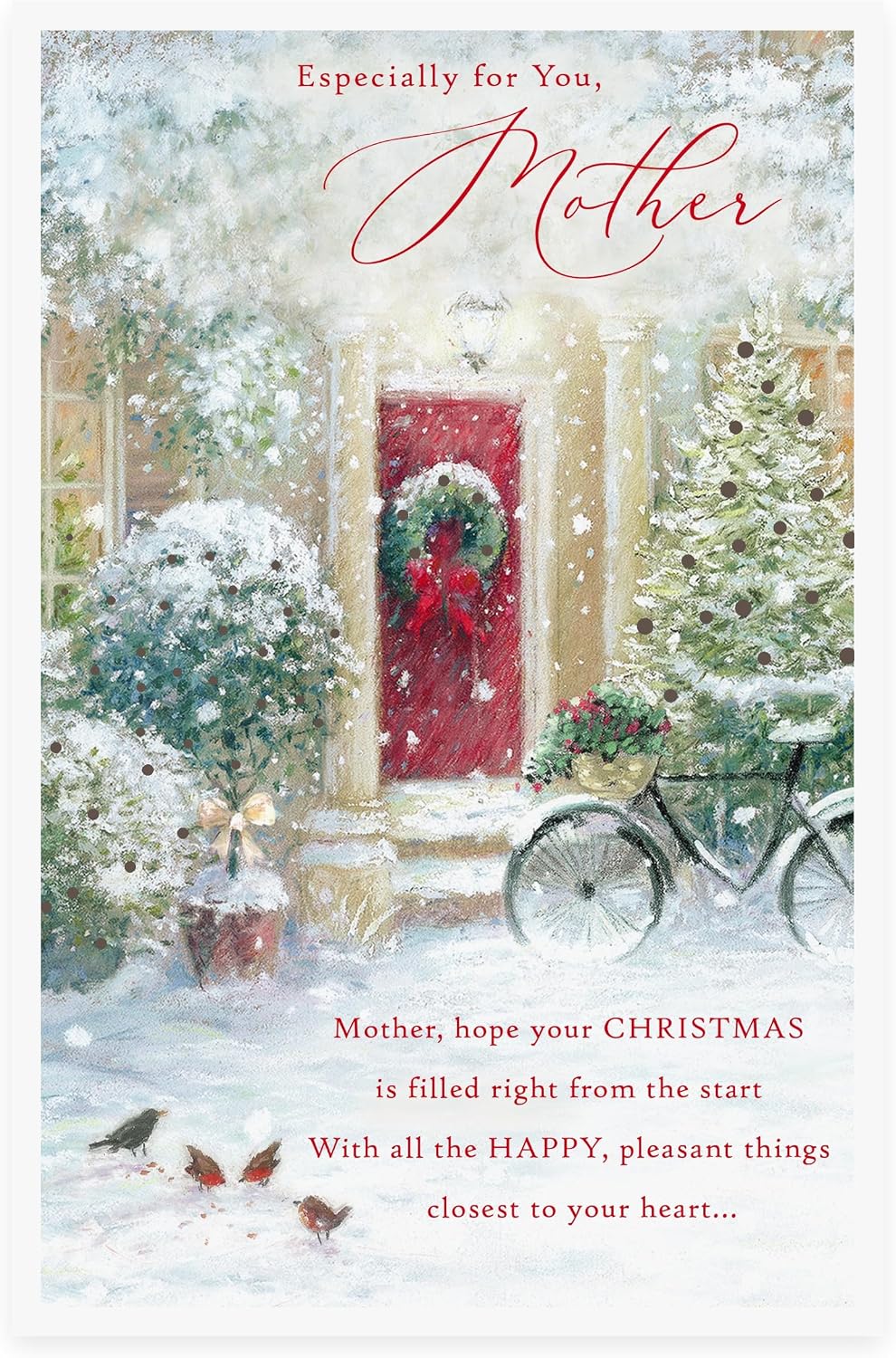 Front Door With Bike Design Mother Christmas Card