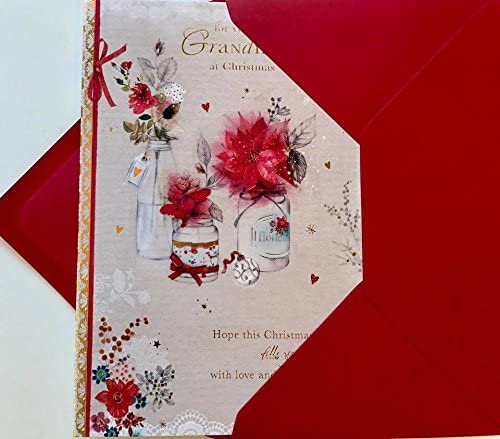 Grandma Festive Wishes Quality Christmas Flower Greeting Card {DC}