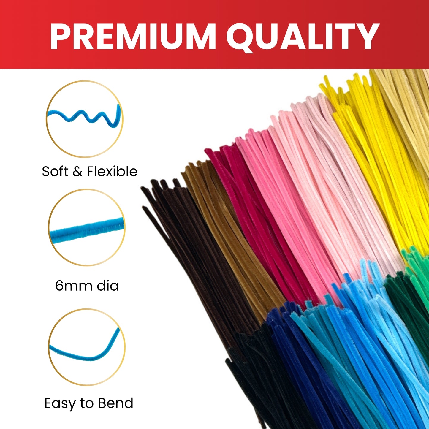 Pack of 500 Pastel Green Coloured Pipe Cleaners 30cm x 6mm Craft Chenille Stems