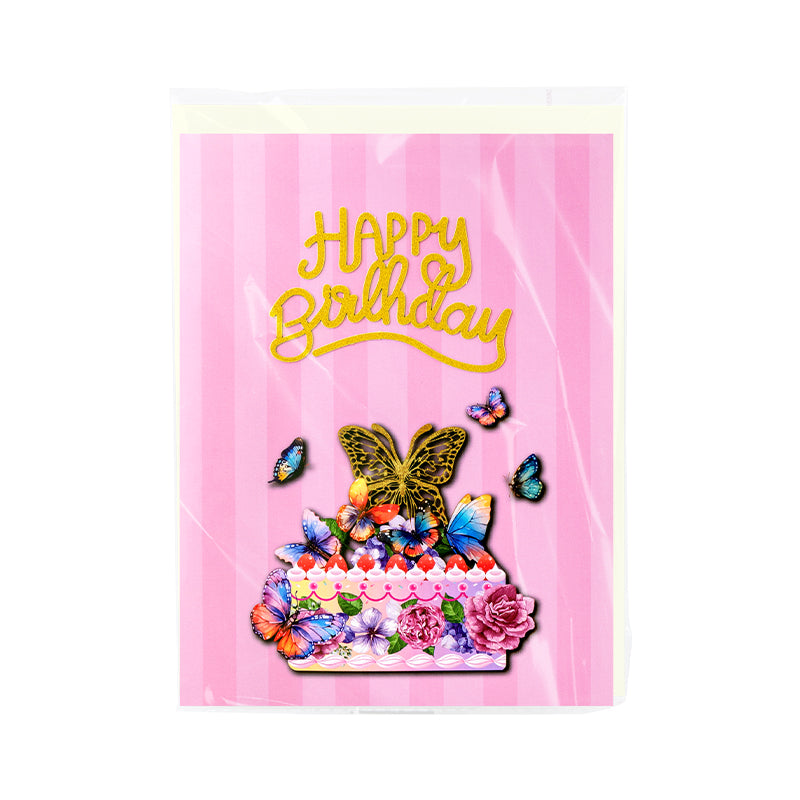 Wings of Celebration Butterfly Floral Design Birthday Pop Up Card