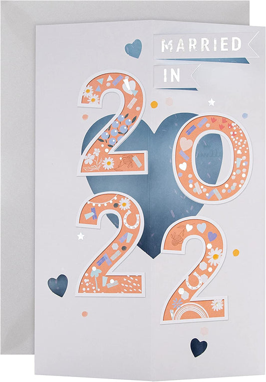 Multicolored 3D Cube Design Congratulations Wedding Card for 2022 {DC}